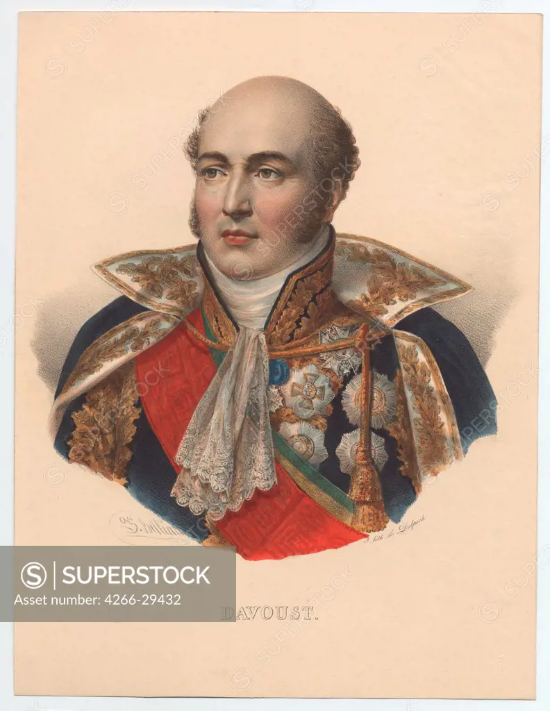 Louis-Nicolas Davout (1770-1823), Marshal of France by Anonymous   / Private Collection / 1835 / France / Lithograph, watercolour / Portrait / 32x24