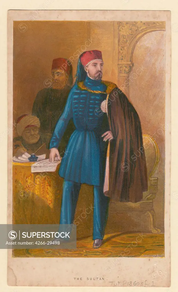 Sultan Abdulmecid I (1823-1861) by Anonymous   / Private Collection / 1850 / France / Colour lithograph / Portrait,History /