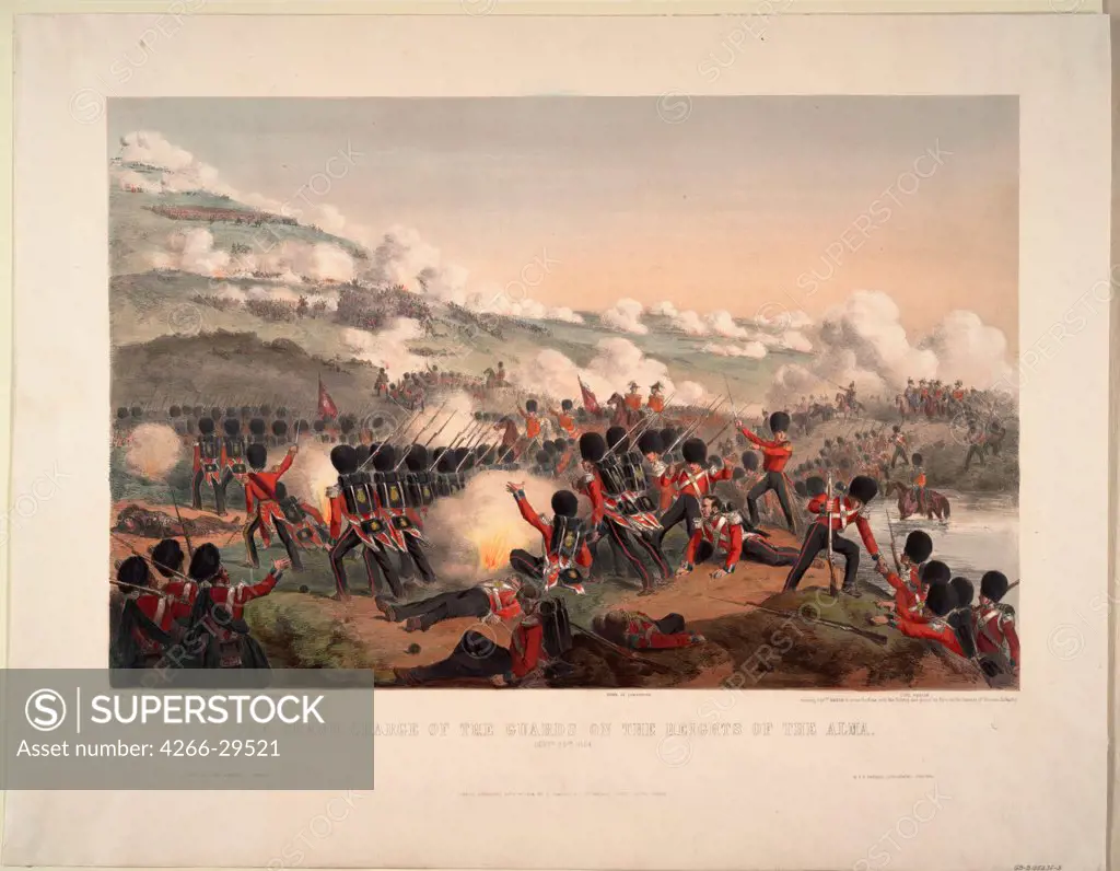The Battle of the Alma on September 20, 1854 by Anonymous   / Private Collection / 1854 / Great Britain / Colour lithograph / History / 92,3x119,3