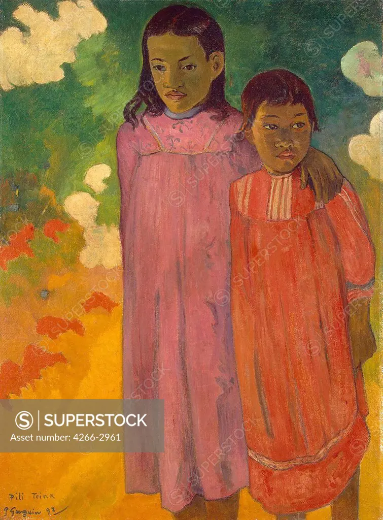 Tahitian children by Paul Eugene Henri Gauguin, Oil on canvas, 1892, 1848-1903, Russia, St. Petersburg, State Hermitage, 90, 5x67, 5