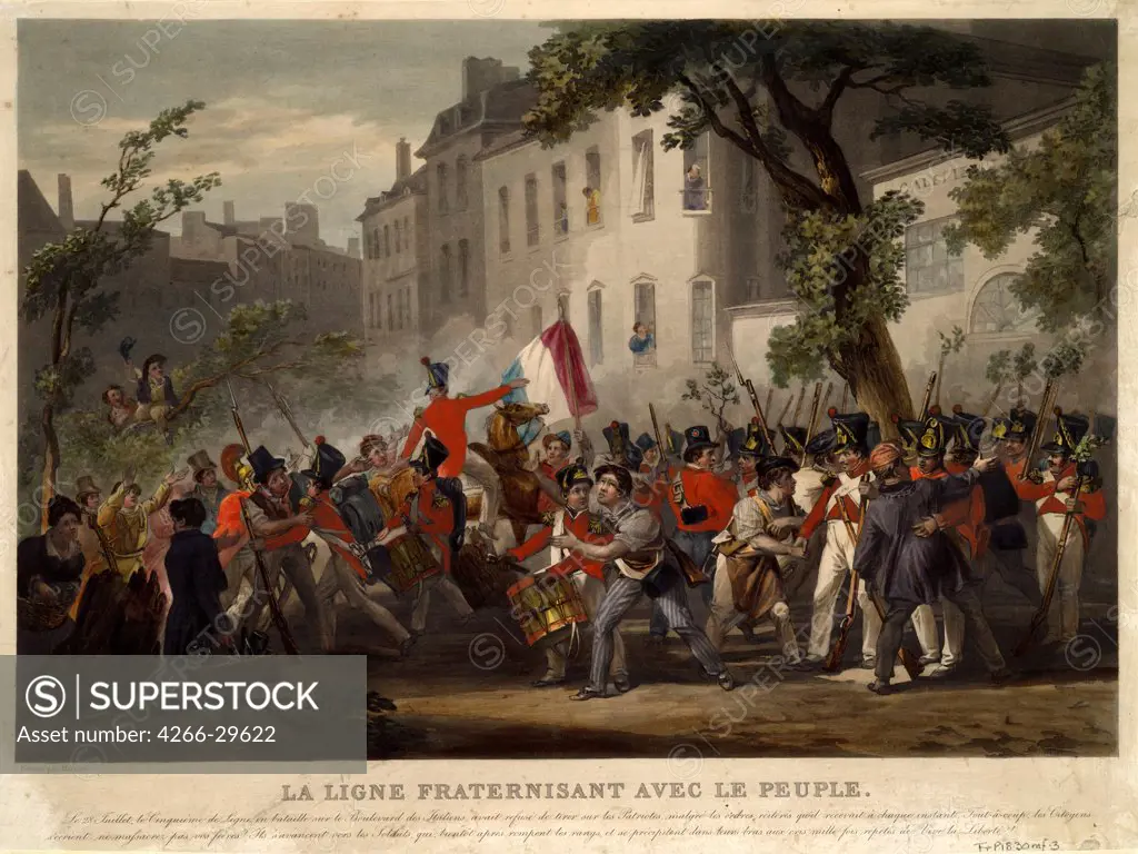 The July Revolution of 1830 by Martinet, Pierre (1781-) / Private Collection / 1830 / France / Aquatint / History / 31,2x41,6