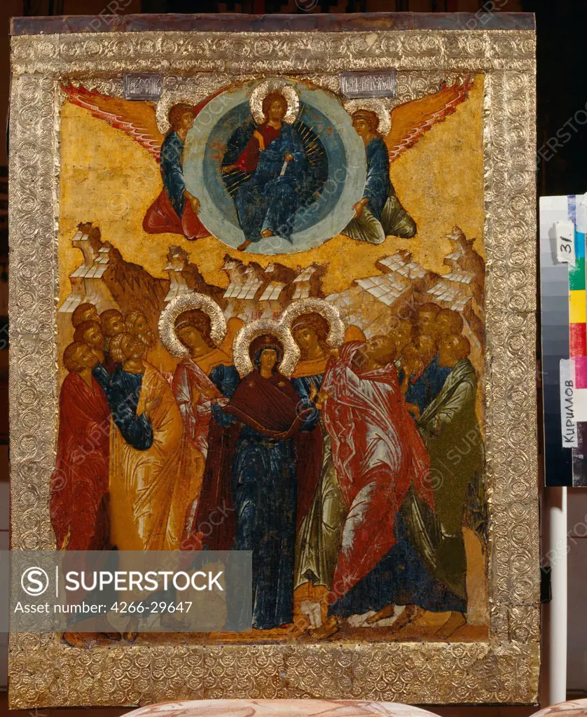The Ascension of Christ by Russian icon   / State Open-air Museum Kirillo-Belozersky Monastery / 1497 / Russia, Northern School / Tempera on panel / Bible /
