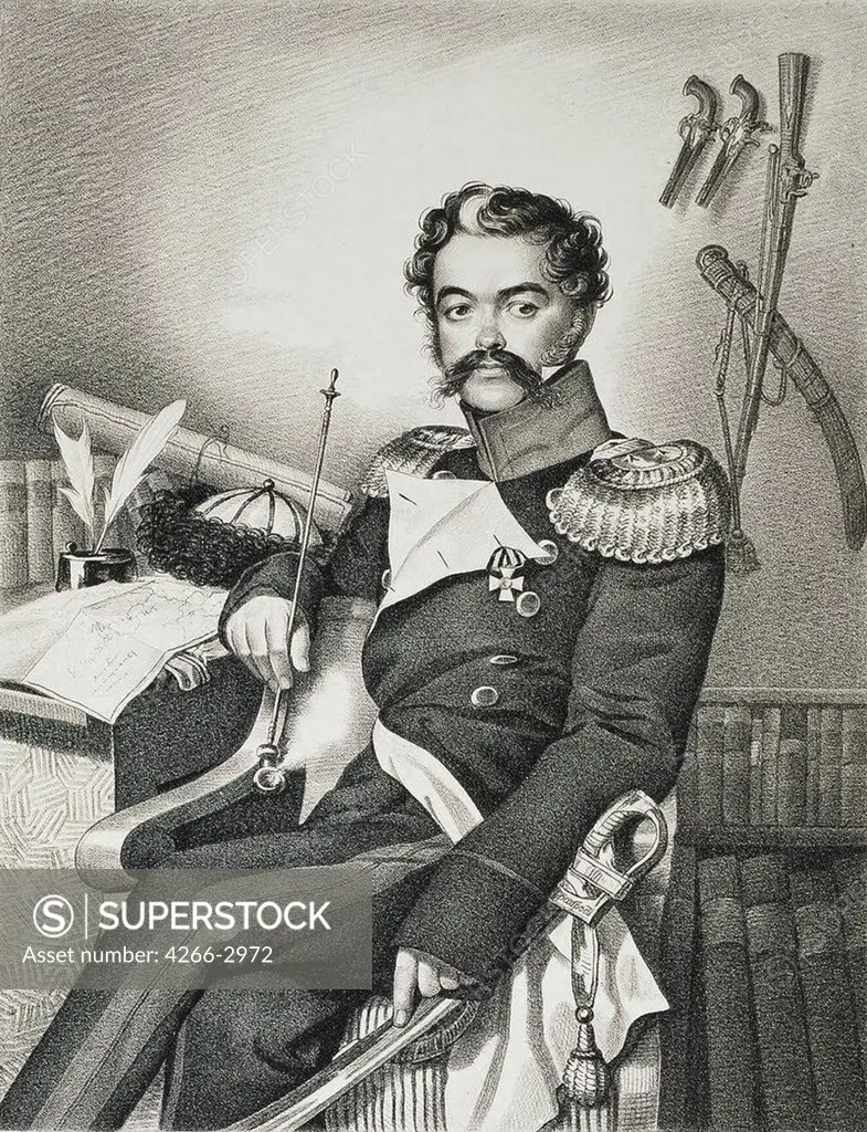 Mikhail Kutuzov by Carl von Hampeln, Lithograph, Early 19th century, 1794-after 1880, Russia, St. Petersburg, State Hermitage, 41x29