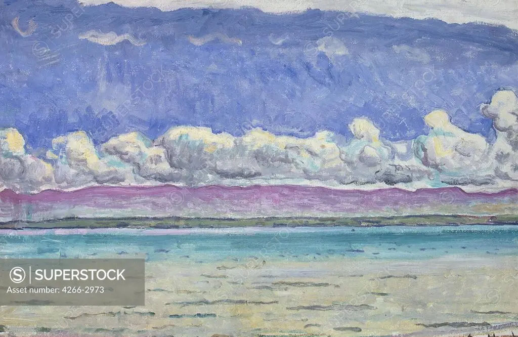 Sea by Ferdinand Hodler, Oil on canvas, 1910-1912, 1853-1918, Russia, St. Petersburg, State Hermitage, 44, 5x64, 5
