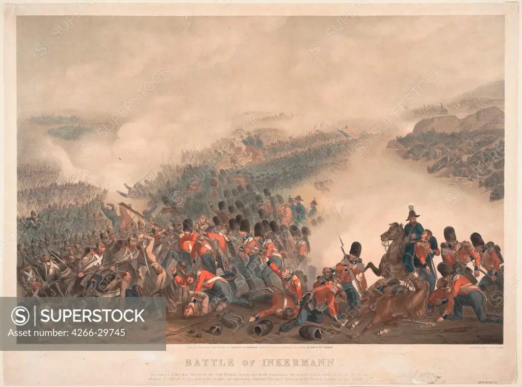 The Battle of Inkerman on November 5, 1854 by Norie, Orlando (1832-1901) / Private Collection / 1855 / Great Britain / Colour lithograph / History / 52,5x70,4