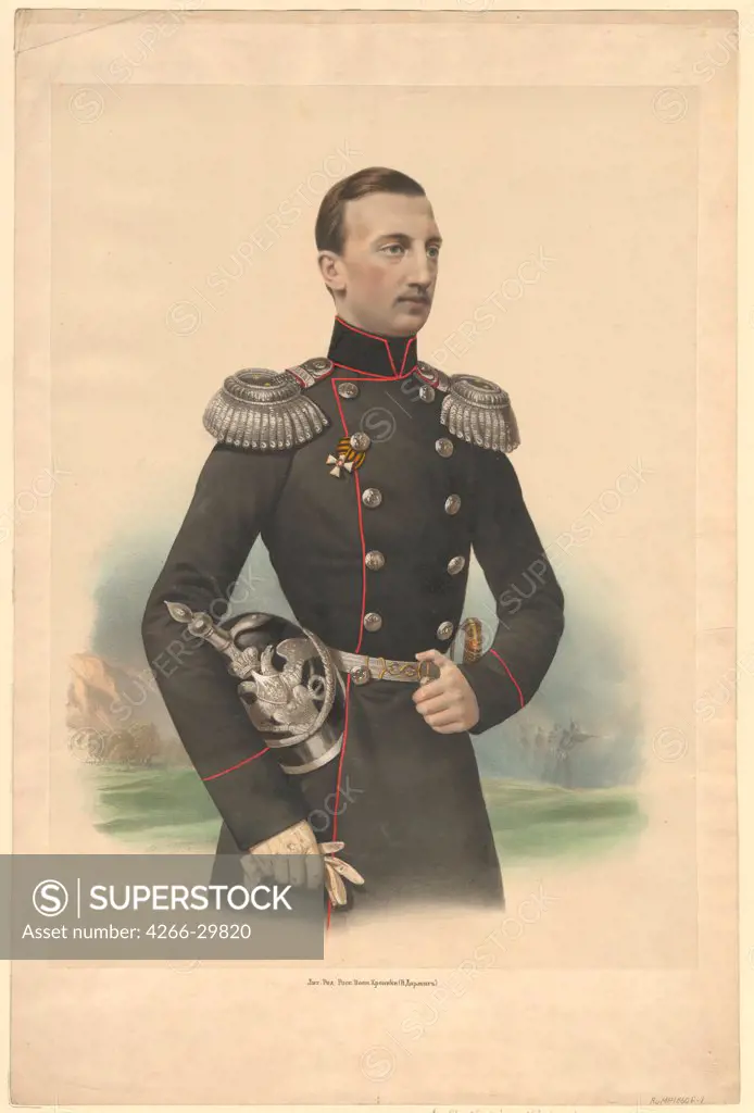 Portrait of Grand Duke Nikolai Nikolayevich of Russia (1831Ð1891) by Anonymous   / Private Collection / 1860 / Russia / Colour lithograph / Portrait / 52,6x35,5