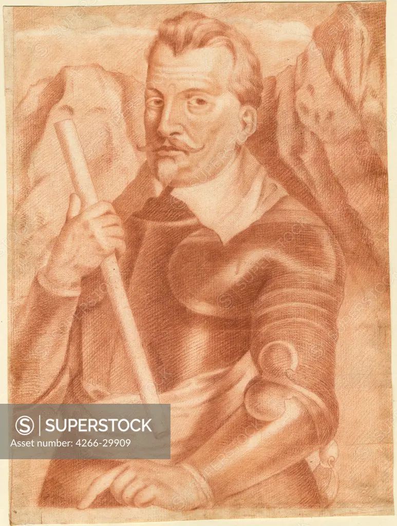 Albrecht von Wallenstein (1583-1634) by Anonymous   / Private Collection / 1630 /Sanguine on paper / Portrait / 28,2x21
