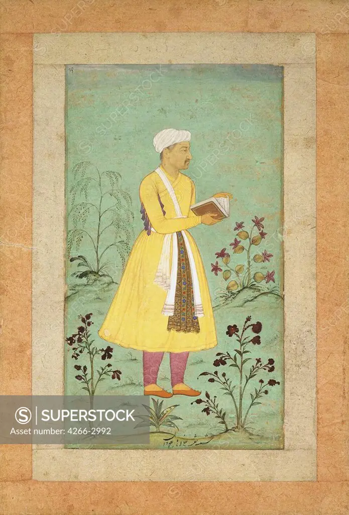 Man reading book by Manohar, tempera on paper, 16th century, 17th century, State Hermitage, St. Petersburg, 31, 4x20, 5