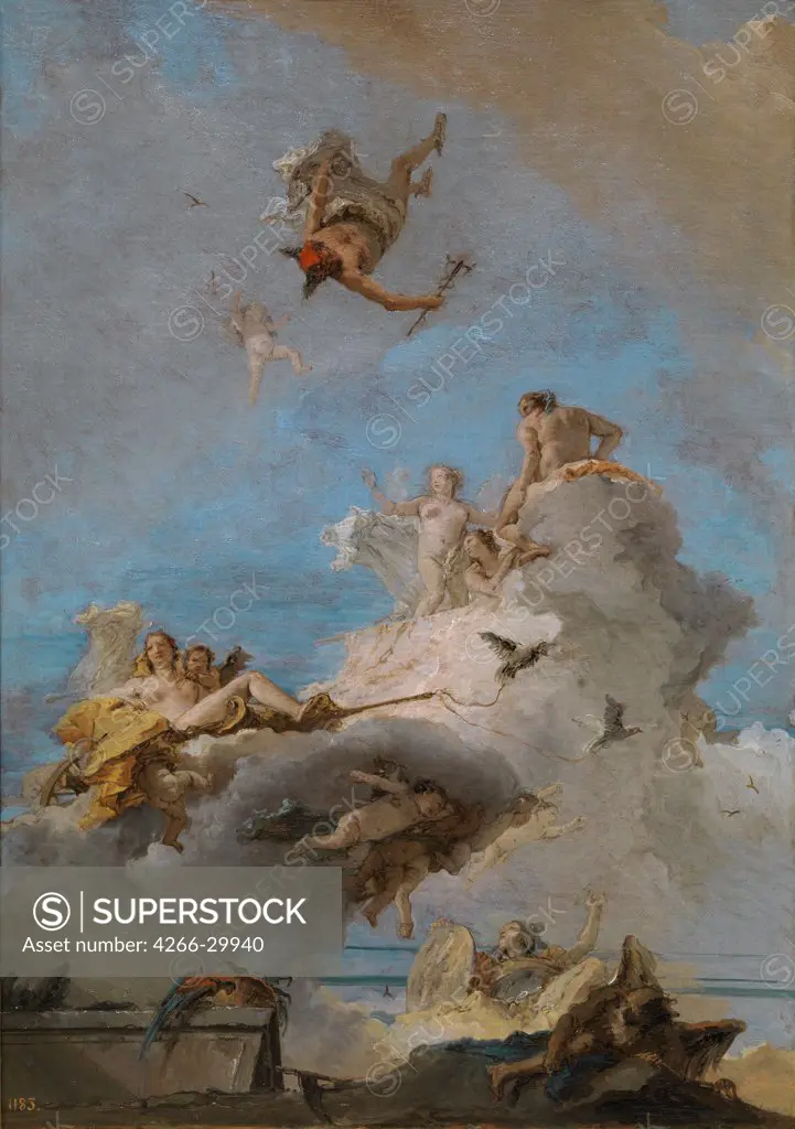 The Triumph of Venus (The Olympus) by Tiepolo, Giandomenico (1727-1804) / Museo del Prado, Madrid / Between 1762 and 1765 / Italy, Venetian School / Oil on canvas / Mythology, Allegory and Literature / 87x61,5