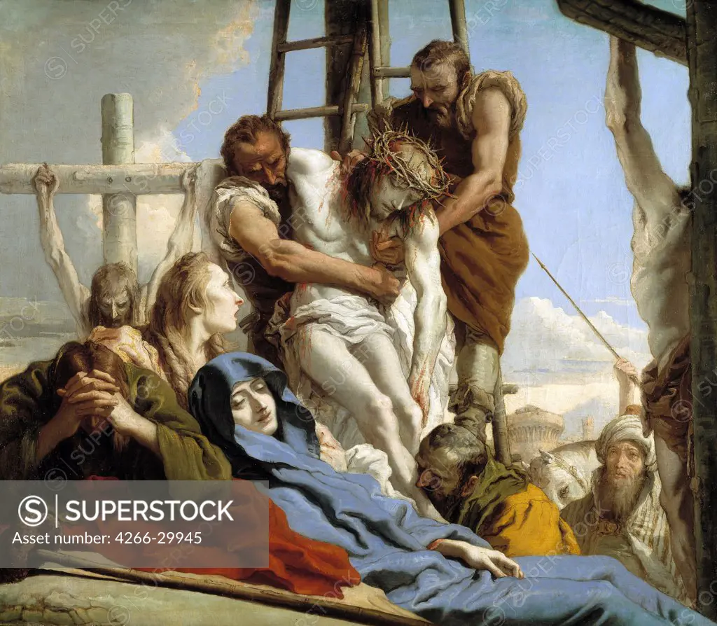 The Descent from the Cross by Tiepolo, Giandomenico (1727-1804) / Museo del Prado, Madrid / 1772 / Italy, Venetian School / Oil on canvas / Bible / 124x144