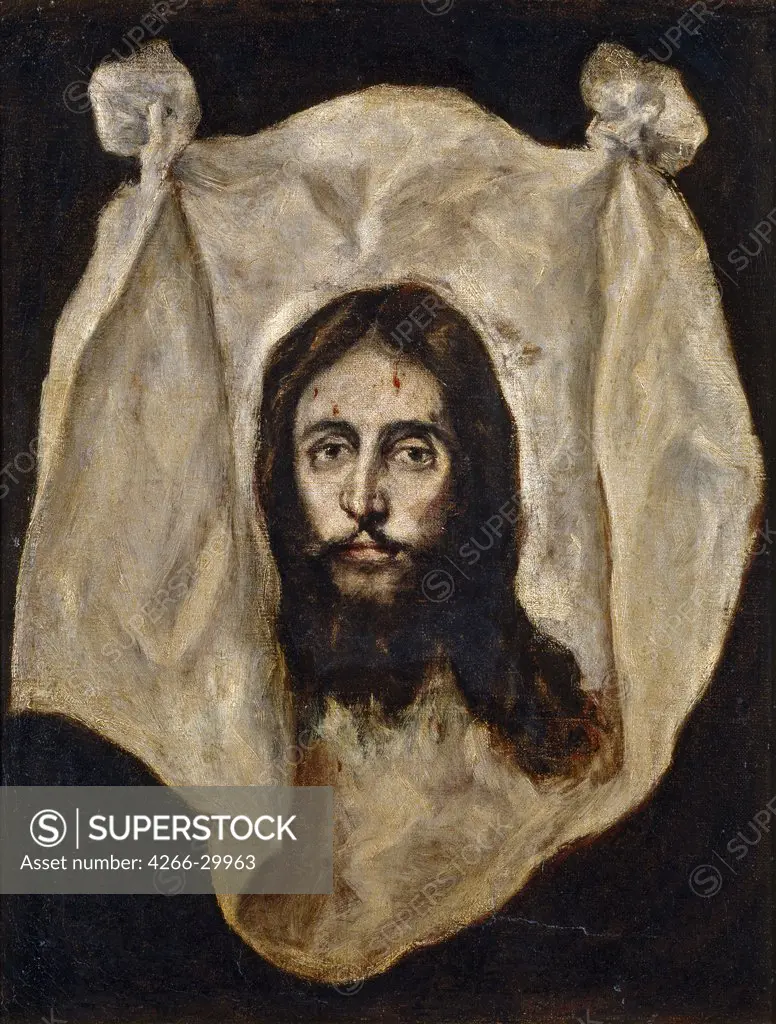 Holy Mandylion (The Vernicle) by El Greco, Dominico (1541-1614) / Museo del Prado, Madrid / 1586-1595 / Spain / Oil on canvas / Bible / 71x54