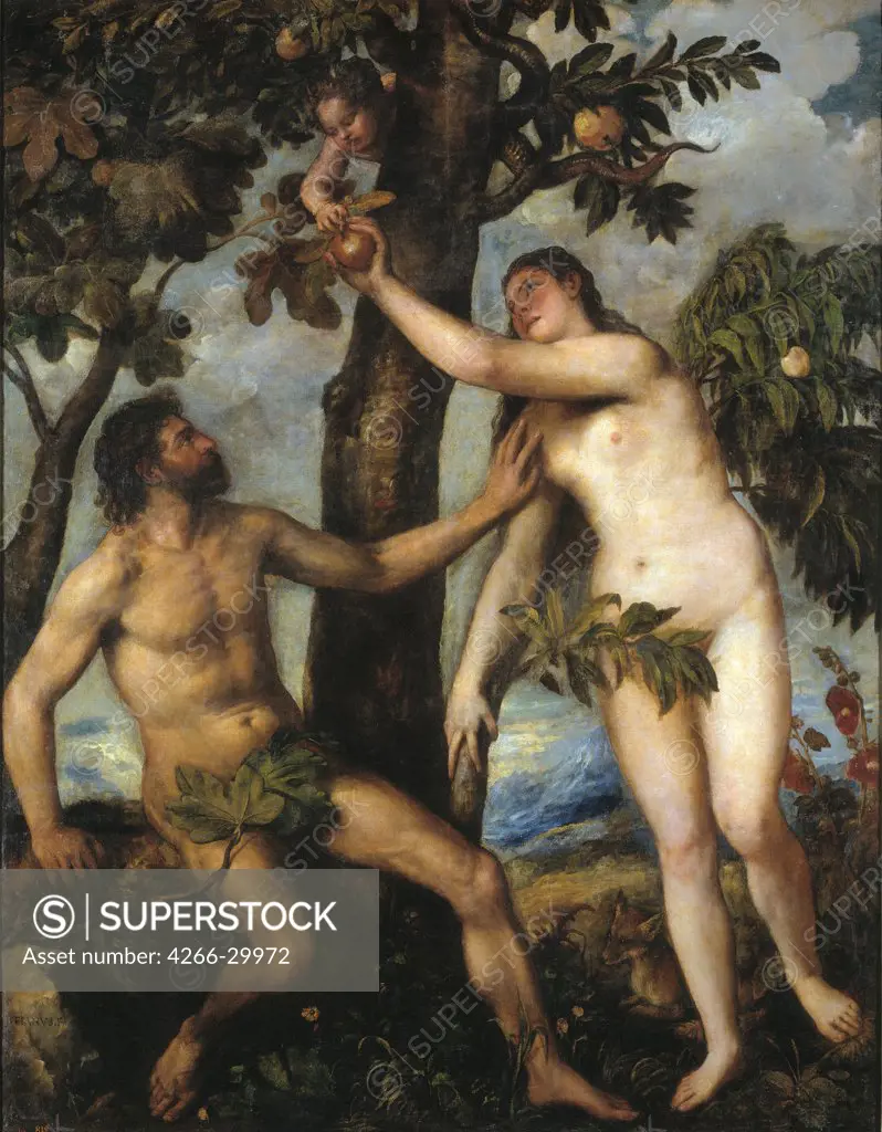 Adam and Eve by Titian (1488-1576) / Museo del Prado, Madrid / c. 1550 / Italy, Venetian School / Oil on canvas / Bible / 240x186