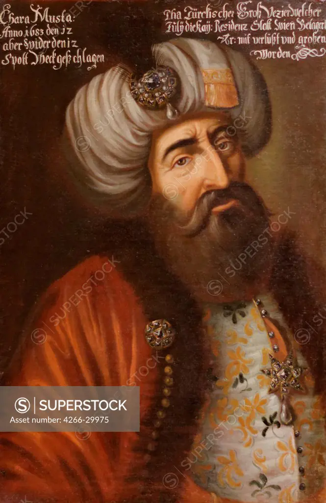 Kara Mustafa Pasha, Ottoman Grand Vizier by Anonymous   / Vienna Museum / ca 1683 / Austria / Oil on canvas / Portrait /