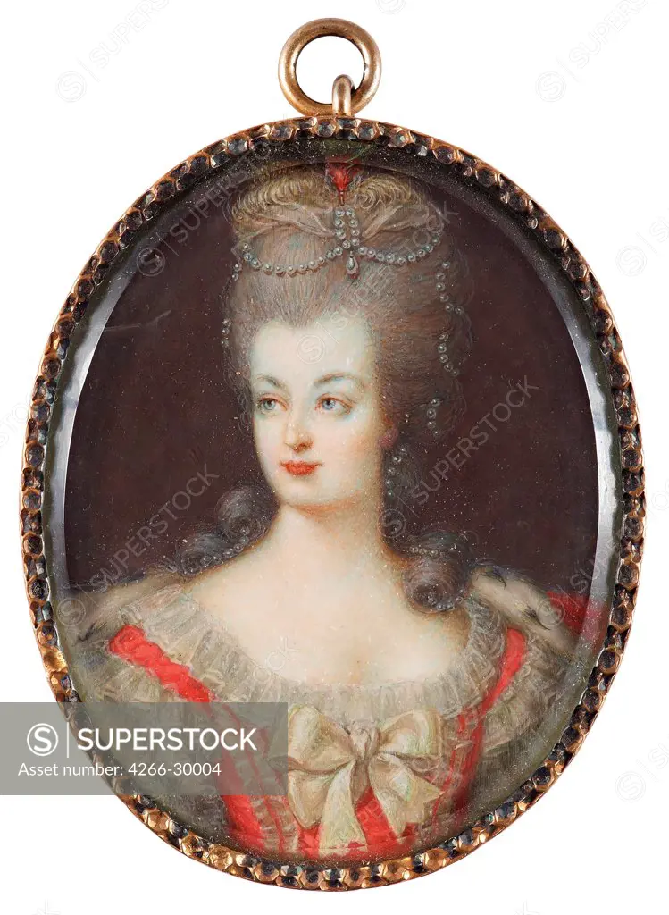 Portrait of Queen Marie Antoinette of France (1755-1793) by Anonymous   / Private Collection / Mid of the 18th cen. / France / Watercolour, Gouache on horn / Portrait / 7x5
