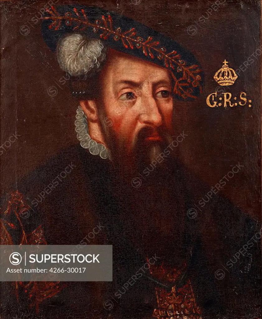 Portrait of the King Gustav I of Sweden (1496-1560) by Anonymous   / Private Collection / um 1700 / Sweden / Oil on canvas / Portrait /