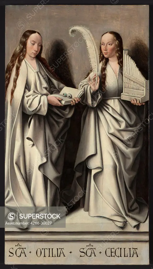 Saints Ottilia and Cecilia (Panel of the St Anne Altarpiece) by Master of Frankfurt (1460-ca. 1533) / Historical Museum, Frankfurt am Main / ca 1503-1506 / The Netherlands / Oil on wood / Bible /