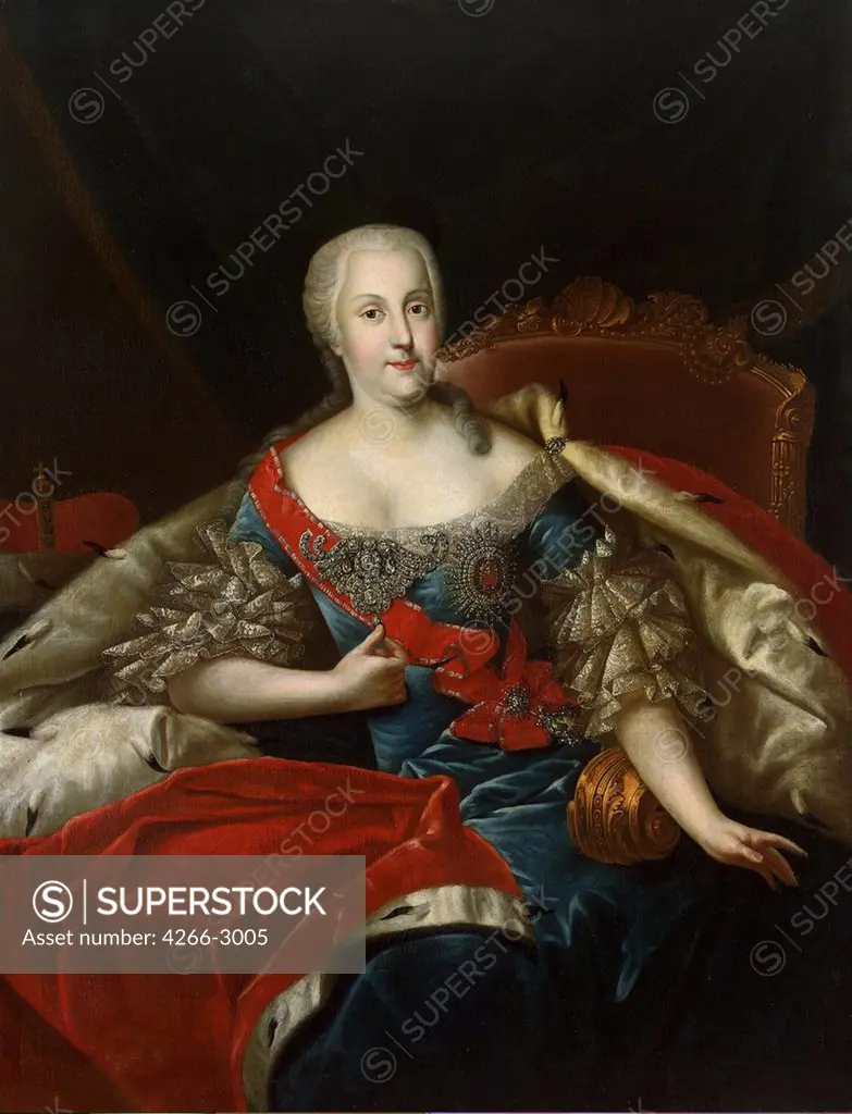 Empress Catherine II by Antoine Pesne, oil on canvas, circa 1746, 1683-1757, St. Petersburg, State Hermitage, 143x110