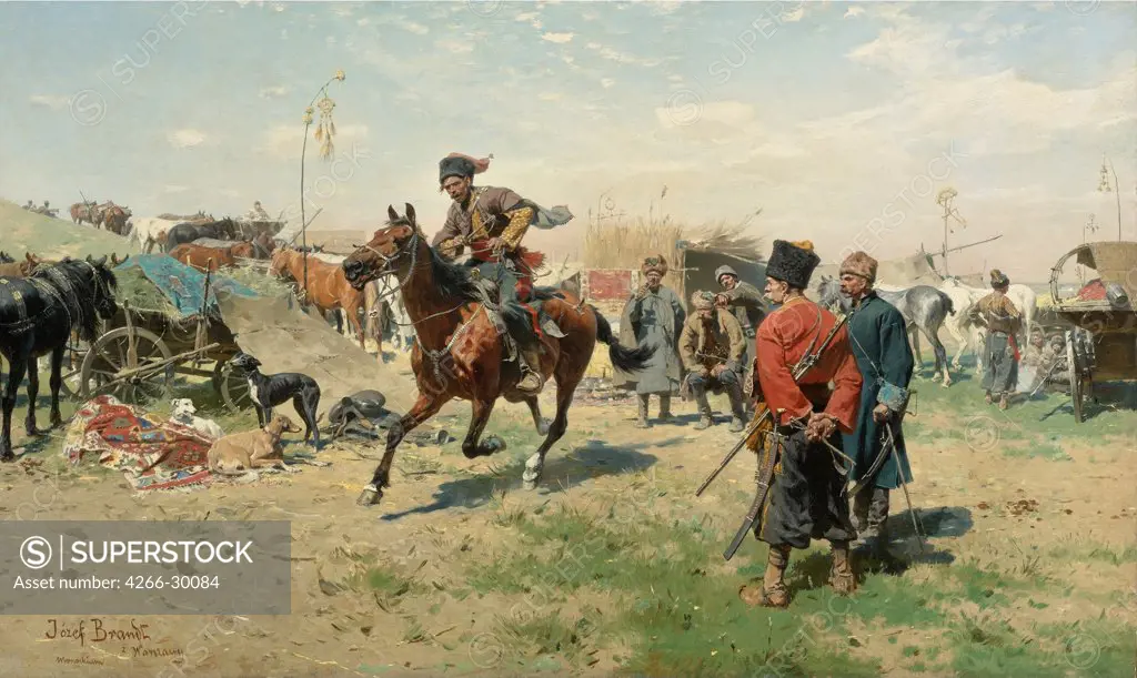The Zaporozhian Cossacks by Brandt, Jozef (1841-1915) / Private Collection /Poland / Oil on canvas / Genre,History / 74,9x123