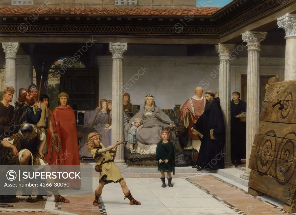 The Education of the children of Clovis by Alma-Tadema, Sir Lawrence (1836-1912) / Private Collection / 1861 / Great Britain / Oil on canvas / Genre,Mythology, Allegory and Literature,History / 129,5x178