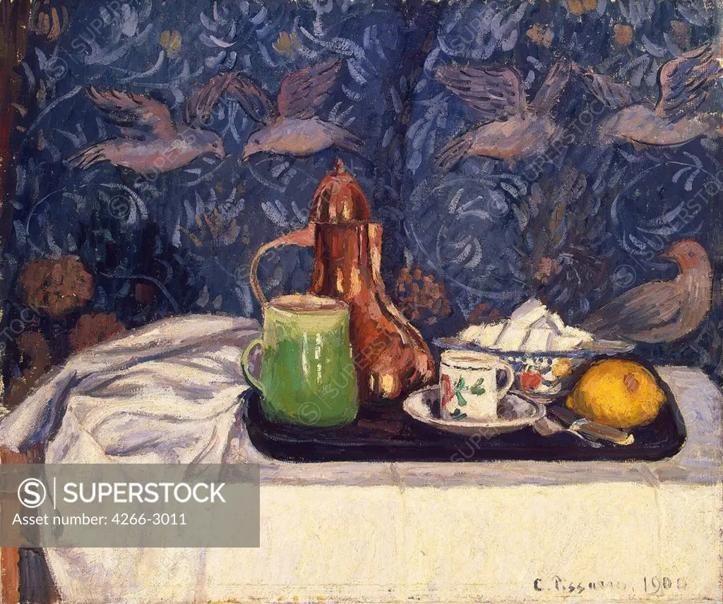 Teapot by Camille Pissarro, oil on canvas, 1900, 1830-1903, St. Petersburg, State Hermitage, 54, 5x65, 3