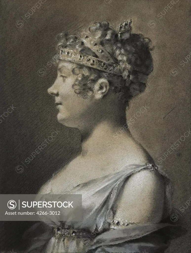 Madame Grand by Pierre-Paul Prud'hon, pastel on bristol board, 1806-1807, 1758-1823, Russia, St. Petersburg, State Hermitage, 23x17, 8