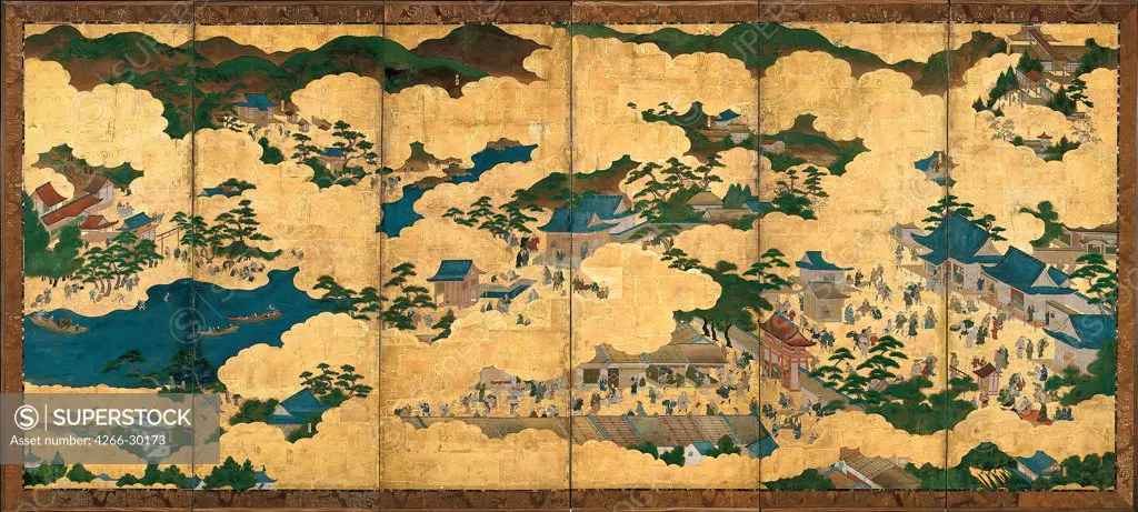 Scenes in and around Kyoto by Anonymous   / Art Gallery of South Australia / ca 1690 / Japan / Watercolour and ink on paper / Landscape / 155,5x379