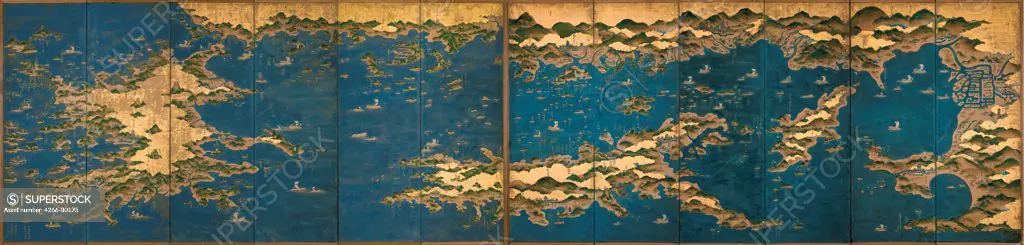 Seto Inland Sea by Anonymous   / Art Gallery of South Australia / Second Half of the 17th cen. / Japan / Watercolour and ink on paper / Landscape / 137x282