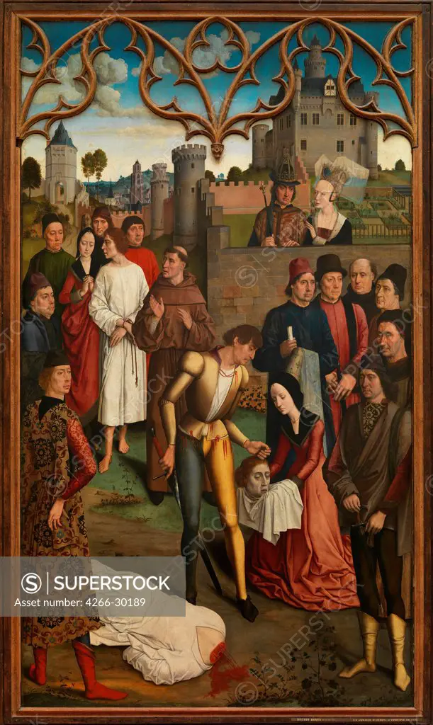 The Justice of Emperor Otto III: Beheading of the Innocent Count by Bouts, Dirk (1410/20-1475) / Musees royaux des Beaux-Arts de Belgique, Brussels / 1471-1475 / The Netherlands / Oil on wood / Mythology, Allegory and Literature / 323,5x182