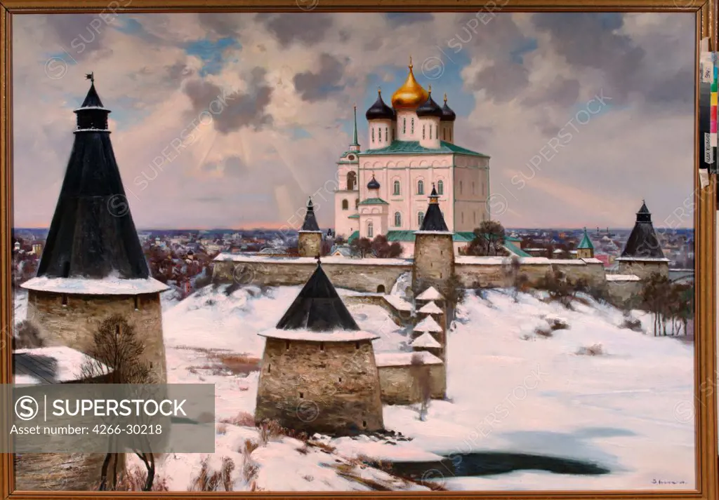 The Pskov Kremlin by Lysyk, Viktor Vladimirovich (*1954) / Central Artist's House, Moscow / 2006 / Russia / Oil on canvas / Landscape /