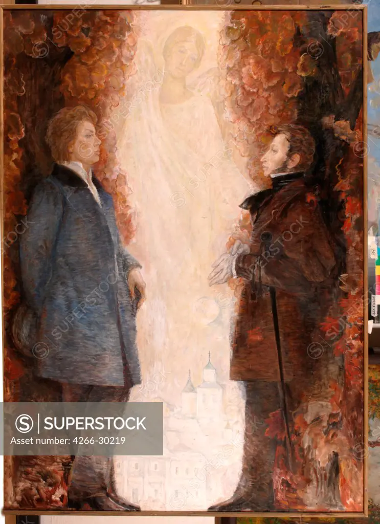 Alexander Pushkin and Nikolay Yazykov by Yegutkin, Arkady Yefimovich (*1936) / Central Artist's House, Moscow / 2007-2008 / Russia / Oil on canvas / Portrait,Mythology, Allegory and Literature /