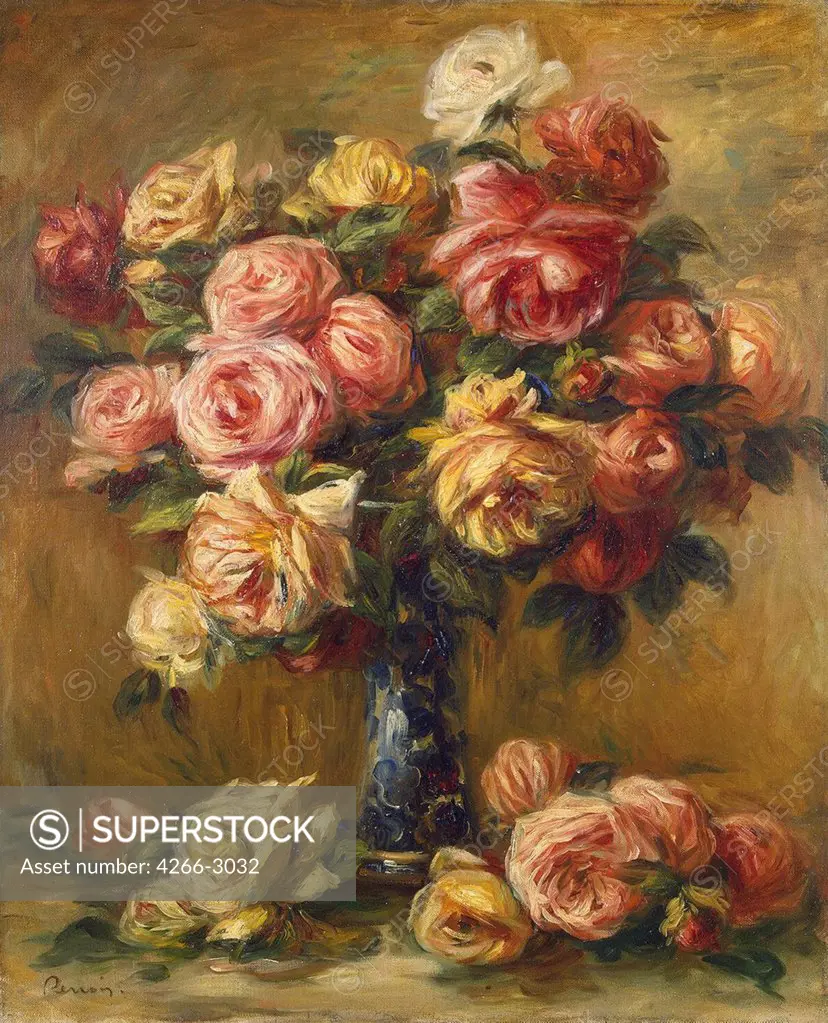 Roses by Pierre Auguste Renoir, oil on canvas, circa 1910, 1841-1919, Russia, St. Petersburg, State Hermitage, 61, 5x50, 7