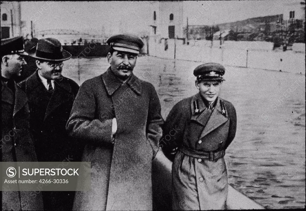 Nikolai Yezhov with Stalin and Molotov at the Moscow-Volga Canal Embankment / Anonymous   / Photograph / 1937 / Russia / State Museum of the Political History of Russia, St. Petersburg / Portrait,History