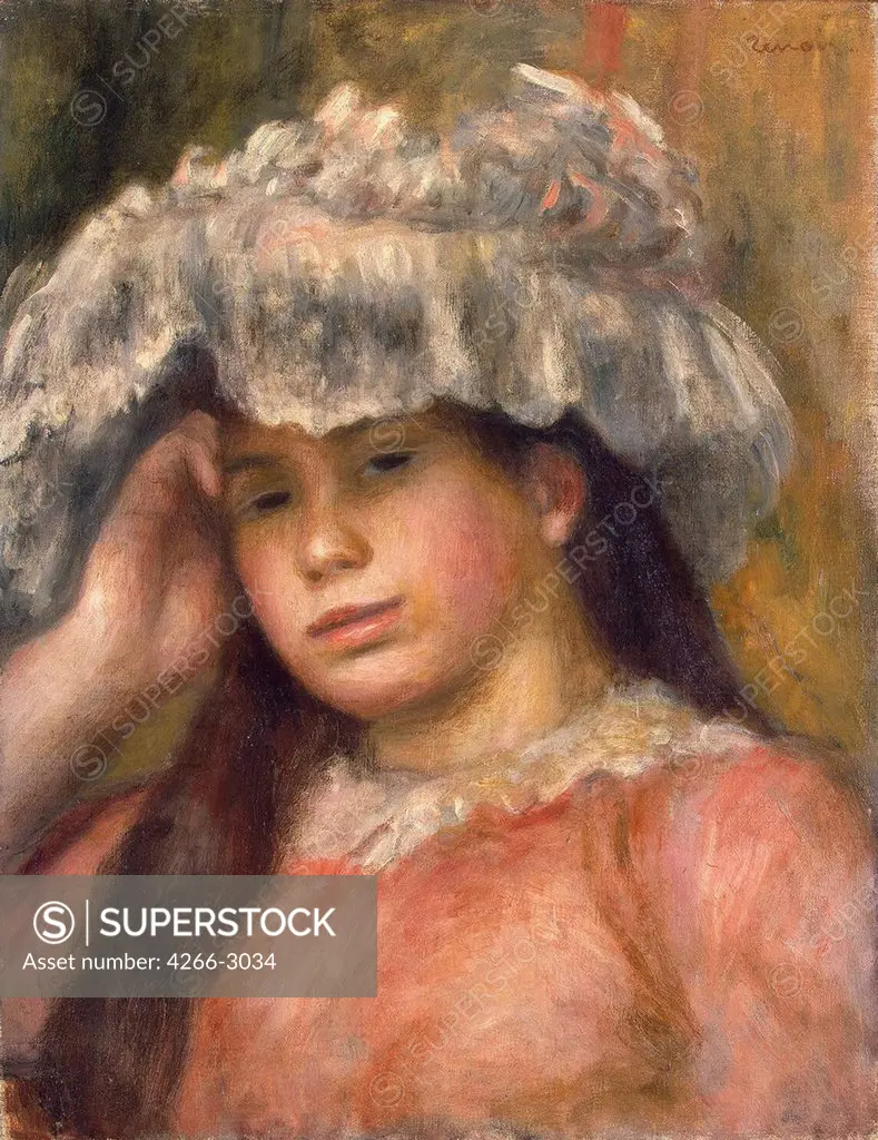 Woman in hat by Pierre Auguste Renoir, oil on canvas, 1892-1894, 1841-1919, Russia, St. Petersburg, State Hermitage, 41, 3x32, 5