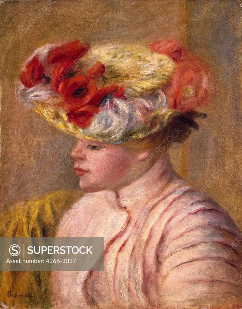 Woman in hat by Pierre Auguste Renoir, oil on canvas, 1892, 1841-1919, Russia, St. Petersburg, State Hermitage, 41, 5x33