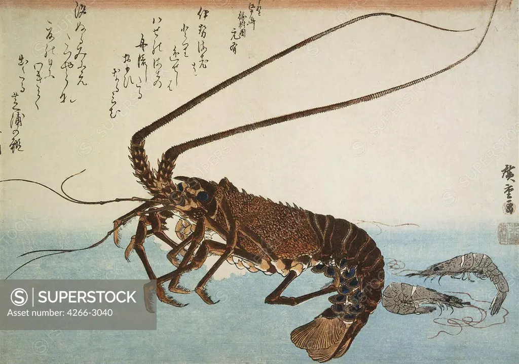 Lobster by Utagawa Hiroshige, colour woodcut, 1832-1834, 1797-1858, Russia, State Hermitage, St. Petersburg, 25x35