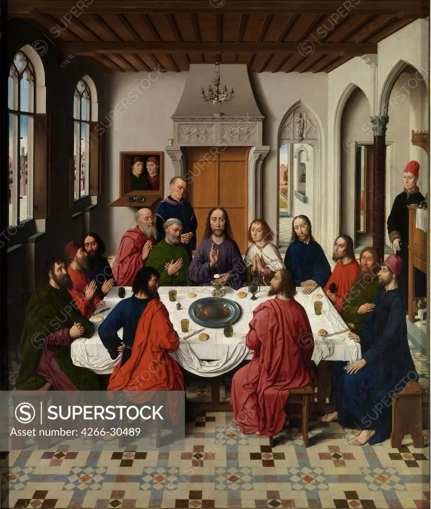 The Last Supper altarpiece (central panel) by Bouts, Dirk (1410/20-1475) / St. Peter's Church, Leuven / 1464-1468 / The Netherlands / Oil on wood / Bible / 183x152,7 / Early Netherlandish Art