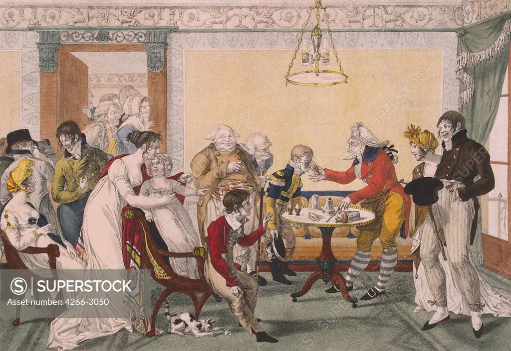 Leisure games by Francois Joseph Bosio, etching, watercolour, 19th century, 1768-1845, Russia, St. Petersburg, State Hermitage, 51x65