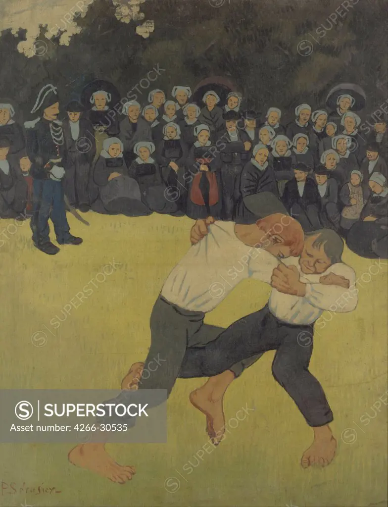 Breton Wrestling by Serusier, Paul (1864-1927) / Musee d'Orsay, Paris / 1890-1891 / France / Oil on canvas / Genre / 92x73 / Nabis
