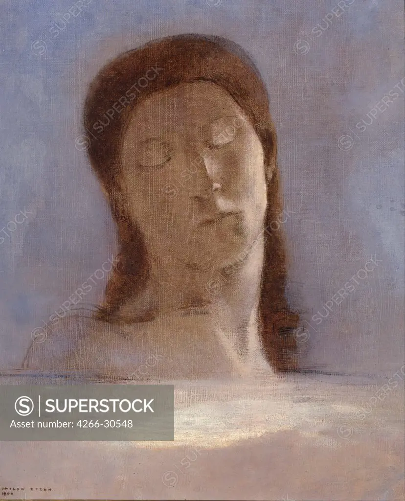 Closed Eyes by Redon, Odilon (1840-1916) / Musee d'Orsay, Paris / 1890 / France / Oil on canvas / Portrait,Genre / 44x36 / Symbolism
