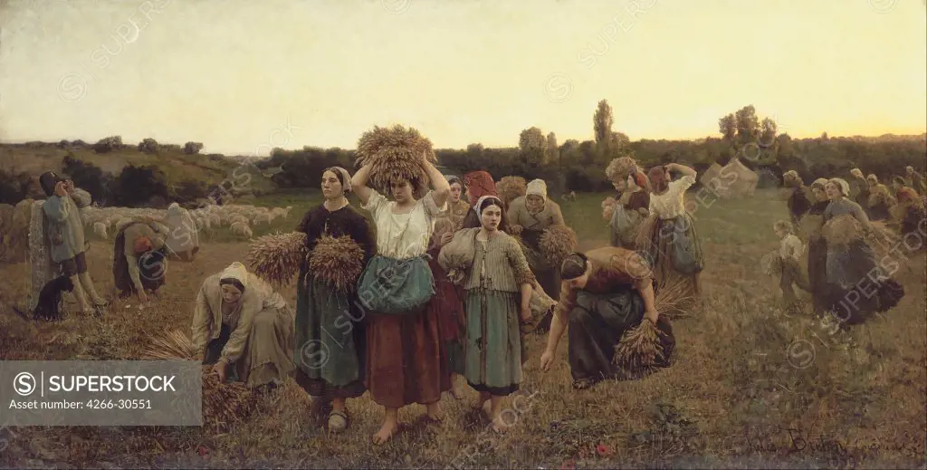 Calling in the Gleaners by Breton, Jules (1827-1906) / Musee d'Orsay, Paris / 1859 / France / Oil on canvas / Genre / 90x176 / Realism