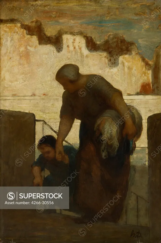 The Laundress by Daumier, Honore (1808-1879) / Musee d'Orsay, Paris / ca 1863 / France / Oil on wood / Genre / 49x33,5 / Realism
