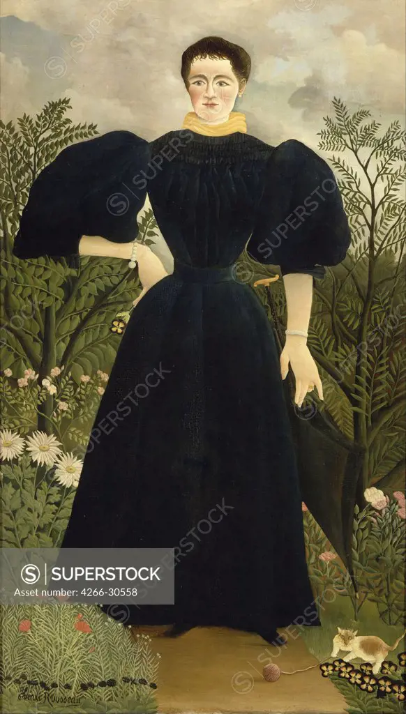 Portrait of Madame M. by Rousseau, Henri Julien Felix (1844-1910) / Musee d'Orsay, Paris / 1895-1897 / France / Oil on canvas / Portrait / 198x115 / Primitivism