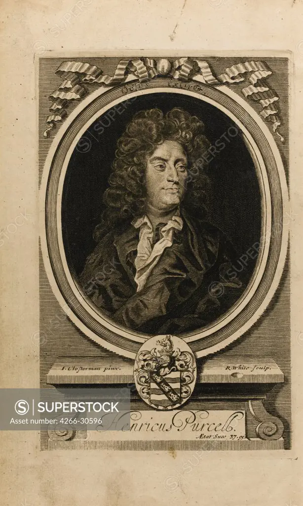 Portrait of the composer Henry Purcell (1659-1695) by Closterman, John (1660-1711) / Private Collection / 1702 / Germany / Etching / Portrait / Baroque