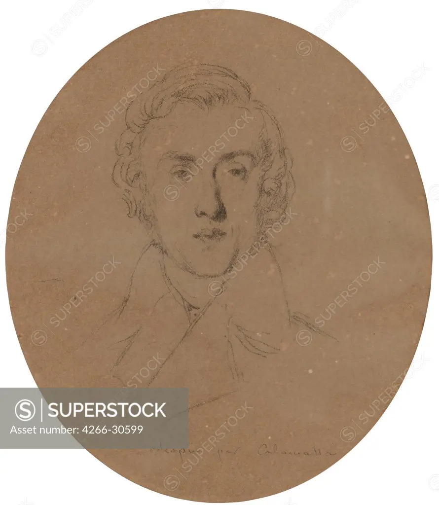 Portrait of Frederic Chopin by Calamatta, Luigi (1802-1869) / Private Collection / Italy / Pencil on Paper / Portrait / 20,8x18 / Romanticism