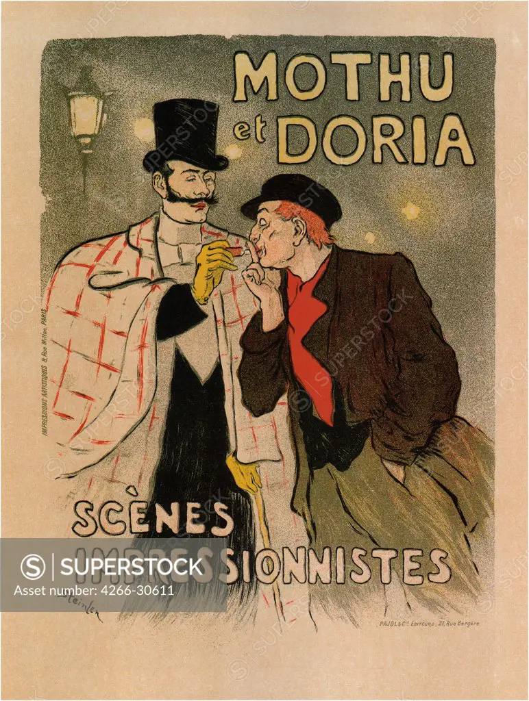 Mothu and Doria. (Scenes impressionistes) by Steinlen, Theophile Alexandre (1859-1923) / Private Collection / 1893 / Schwitzerland / Colour lithograph / Poster and Graphic design / 130x94 / Art Nouveau