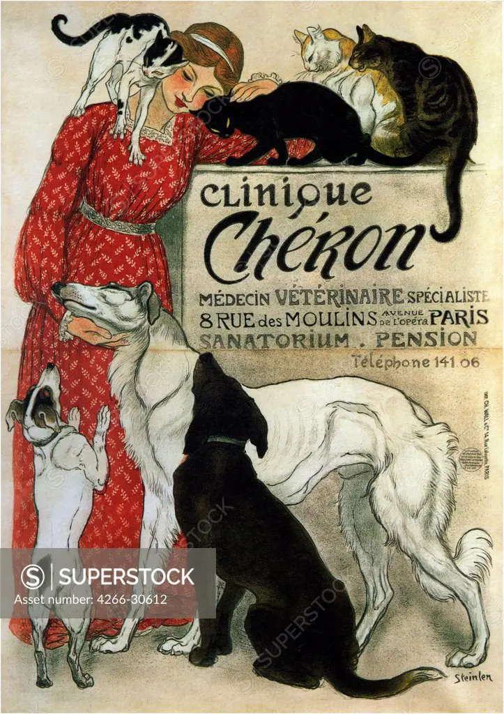 Clinique Cheron by Steinlen, Theophile Alexandre (1859-1923) / Private Collection / 1905 / Schwitzerland / Colour lithograph / Poster and Graphic design / Art Nouveau