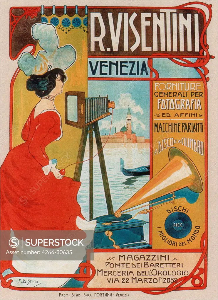 Supplies for general photography and similar (Advertising Poster) by Stella, A.D. (active 1900s) / Private Collection / 1900 / Italy / Colour lithograph / Poster and Graphic design / Art Nouveau