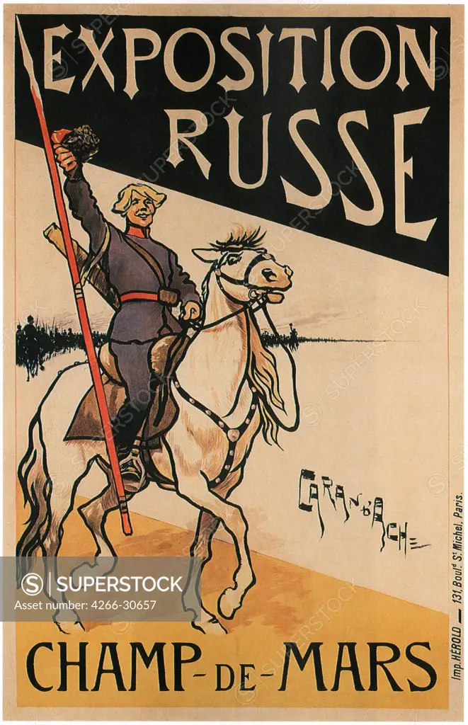 Exposition Russe Champ-De-Mars by Caran dÍAche (1858-1909) / Private Collection / 1895 / France / Colour lithograph / Poster and Graphic design / 135x87 / Art Nouveau