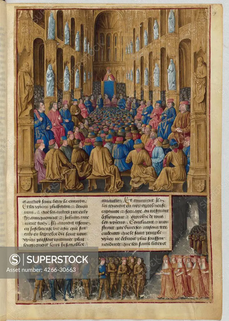 Pope Urban II at the Council of Clermont in 1095. Miniature from Livre des Passages d'Outre-mer by Anonymous   / Bibliotheque Nationale de France / c. 1473 / France / Watercolour on parchment / History / Medieval art