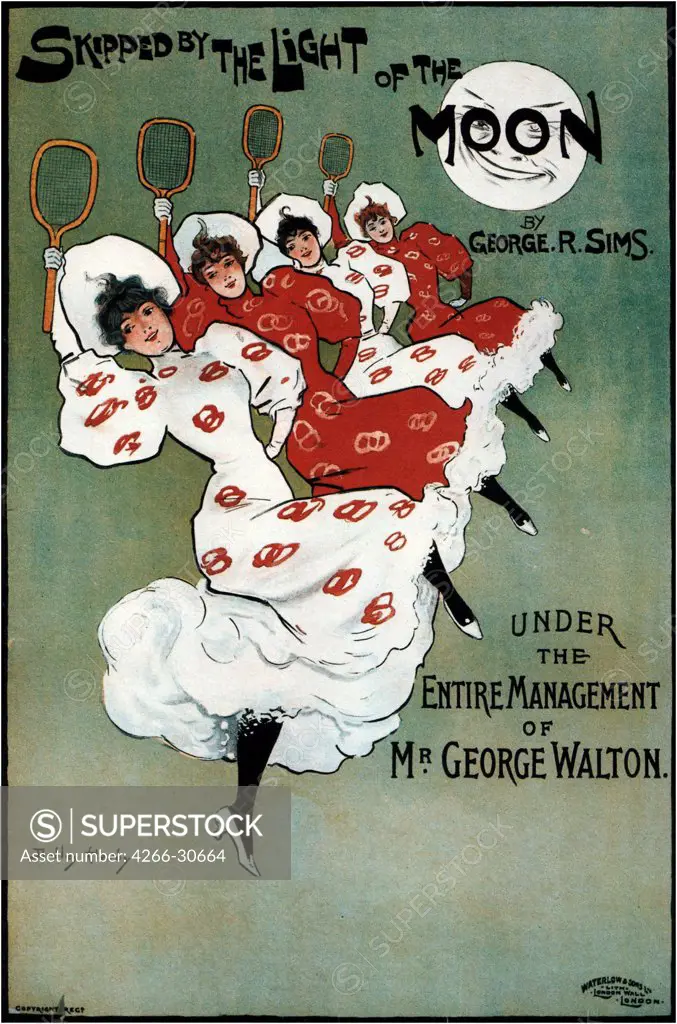 Poster for the George Sims comedy 'Skipped by the Light of the Moon' by Hardy, Dudley (1866-1922) / Private Collection / 1896 / Great Britain / Colour lithograph / Poster and Graphic design / Art Nouveau